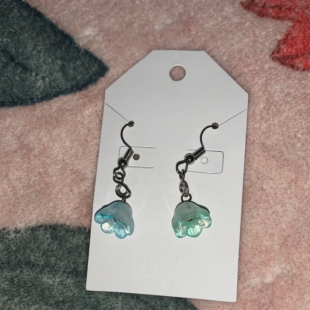 Elegant Blue Floral Earrings